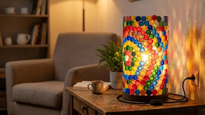 Lampu Hias dari Tutup Botol. [AI Generated]