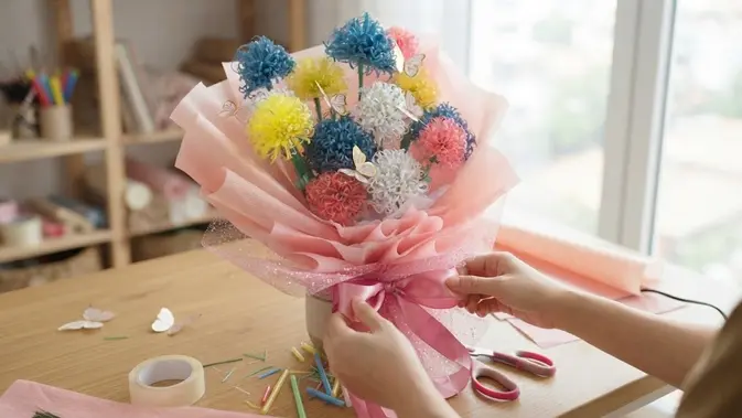 Cara Membuat Buket Bunga dari Sedotan Plastik (AI Generated)