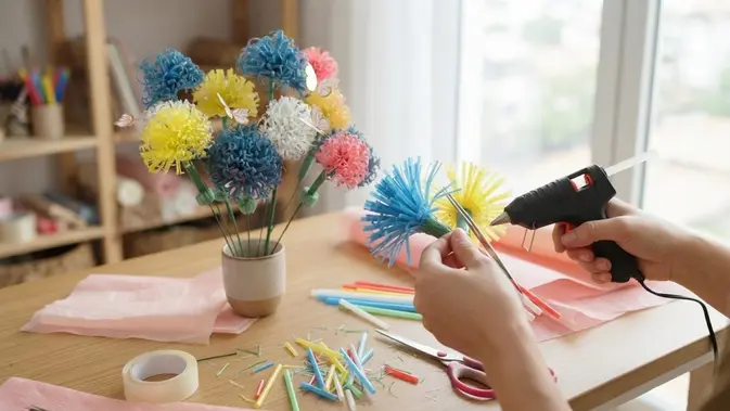 Cara Membuat Buket Bunga dari Sedotan Plastik (AI Generated)