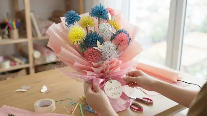 Cara Membuat Buket Bunga dari Sedotan Plastik (AI Generated)