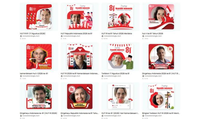 TWIBBON HUT RI - Tangkapan layar kumpulan Twibbon Hari Ulang Tahun (HUT) ke-81 Republik Indonesia (RI).