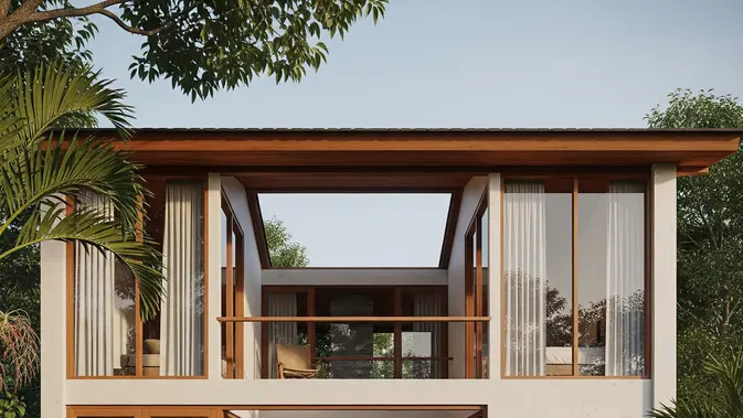 Desain rumah 5x10 2 kamar.  (AI Generated)