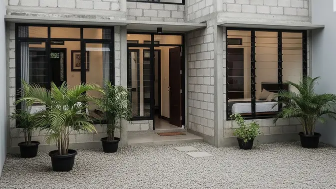 Desain rumah 5x10 2 kamar.  (AI Generated)