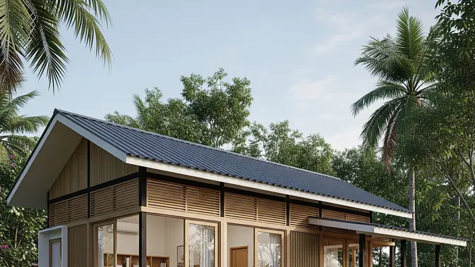 Desain rumah 5x10 2 kamar.  (AI Generated)