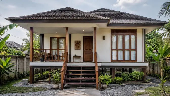 Rumah Panggung Type 60 Anti-Banjir. (Gambar: AI Generated)