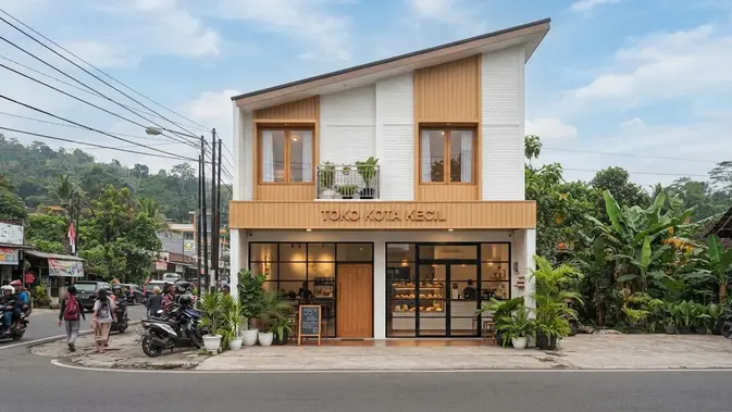 Desain ruko minimalis modern yang fungsional dan hemat biaya untuk usaha model minimalis Skandinavia kayu Desain ruko minimalis modern yang fungsional dan hemat biaya untuk usaha model minimalis Skandinavia kayu (AI generated)