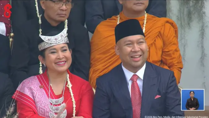 Titiek Soeharto dan Didit Prabowo menghadiri upacara detik-detik proklamasi saat HUT ke-81 RI di Istana Merdeka, Jakarta, 17 Agustus 2026. (dok. tangkapan layar YouTube Sekretariat Presiden)