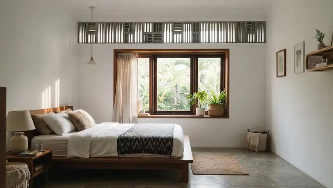 Roster minimalis untuk ventilasi kamar yang tetap terang dan terjaga privasinya model motif garis untuk ventilasi atas jendela (AI generated)