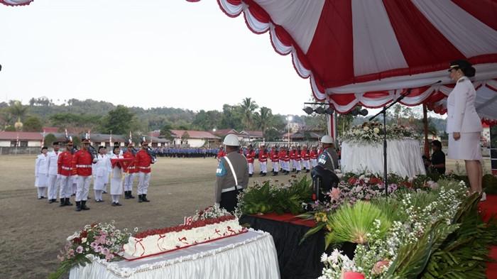 Upacara Penurunan Bendera di Stadion Babe Palar, Senin (17/8/2026) sore.