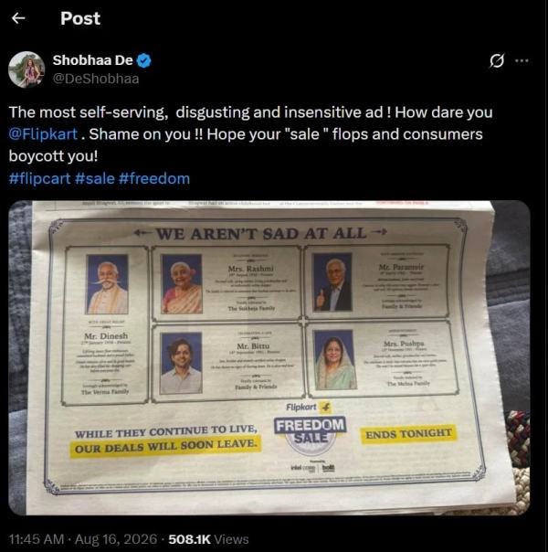 Shobhaa The Tweet On Flipkart