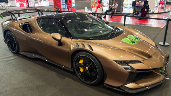 Ferrari F80 hypercar displayed during the 30th Guangdong-Hong Kong-Macao Greater Bay Area Auto Show