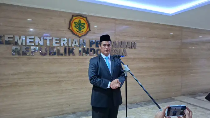 Menteri Pertanian Andi Amran Sulaiman di Kantor Kementerian Pertanian, Jakarta, Selasa (18/8/2026). (Liputan6.com/Arief)