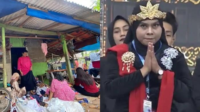 PENAMPAKAN RUMAH SUSANAH - Susanah (38), warga Cileungsi, Kabupaten Bogor (kanan). Kediaman Susanah diketahui sederhana dan terdapat kain majun serta mesin jahit (kiri). Penampakan rumah Susanah terungkap.