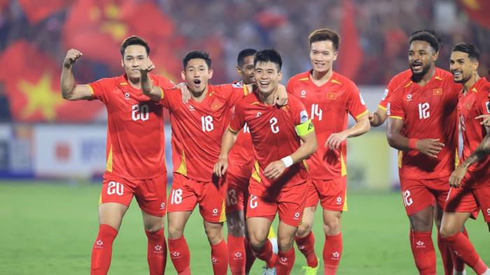 SELEBRASI - Para Pemain Vietnam melakukan selebrasi bersama setelah mengalahkan Malaysia 3-1 pada laga pamungkas Grup F Kualifikasi Piala Asia 2027, Selasa (31/3/2026) malam WIB.