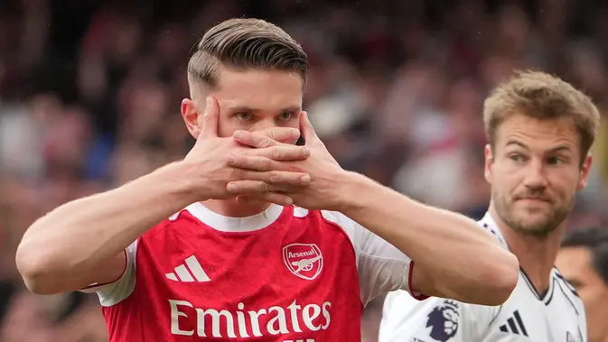 Viktor Gyokeres terus menunjukkan ketajamannya bersama Arsenal. Tanpa banyak sorotan, striker asal Swedia itu kini sudah mengoleksi 20 gol di semua kompetisi pada musim debutnya. (AP Photo/Kin Cheung)