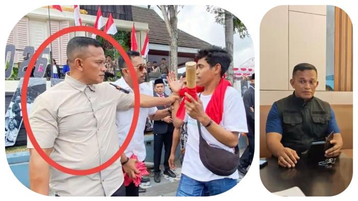 MENGHINA MAHASISWA - Kolase foto Pengawal pribadi (Walpri) Gubernur Maluku, Sersan Kepala (Serka) La Rahimu. La Rahimu viral usai menghalangi dan menghina mahasiswa usai Upacara HUT ke-81 Kemerdekaan Republik Indonesia di Lapangan Merdeka Ambon, Senin (17/8/2026). Serka La Rahimu, mengaku hingga kini masih menjalankan tugas seperti biasa. Dia mengaku hilaf dan minta maaf atas perbuatanya yang telah menghina mahasiswa.