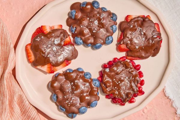 A recipe image of 2-Ingredient Chocolate-Fruit Bark. Credit: Photographer: Stacy Allen.