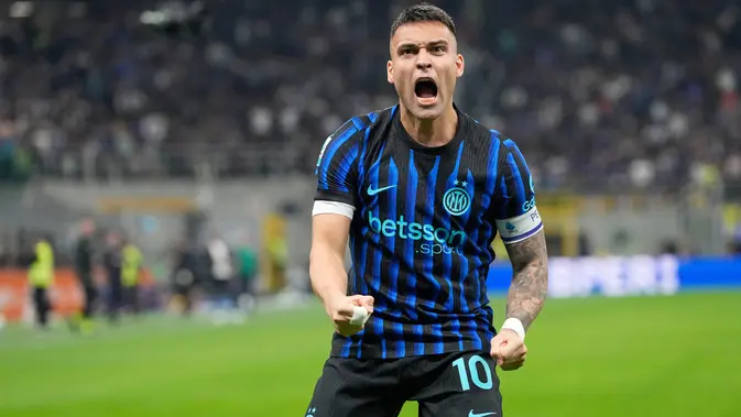 Pemain Inter Milan Lautaro Martinez (AP Photo/Luca Bruno)
