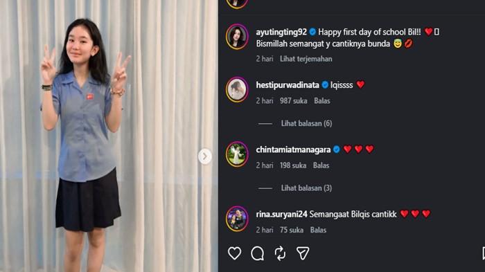 Ayu Ting Ting membagikan momen bahagia di Instagram saat melepas putrinya, Bil