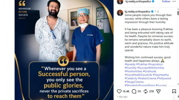 Prabhas' doctor picture with the actor