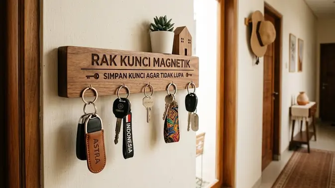 Rak kunci magnetik, ide tempat menyimpan kunci agar tidak lupa menaruhnya. [AI Generated]