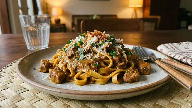 Resep Fettuccine Bumbu Bebek. [AI Generated]