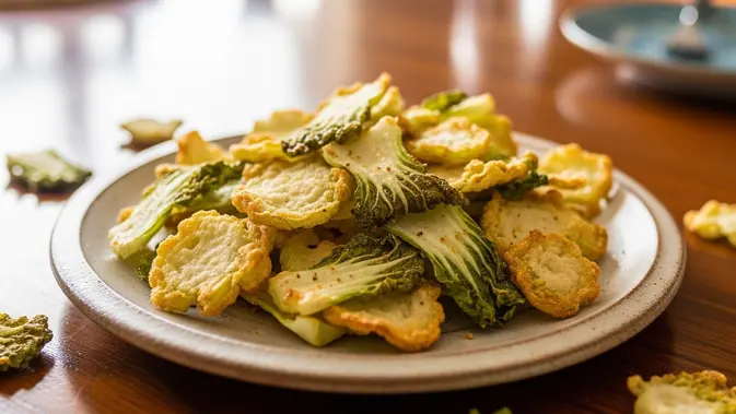 Resep Keripik Pakcoy. (AI Generated)