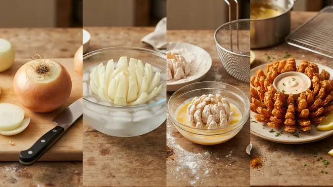 Resep Blooming Onion Crispy yang Mekar Sempurna. Foto: AI Generated