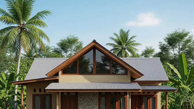 Desain Rumah Sederhana 3 Kamar di Kampung. (AI Generated)