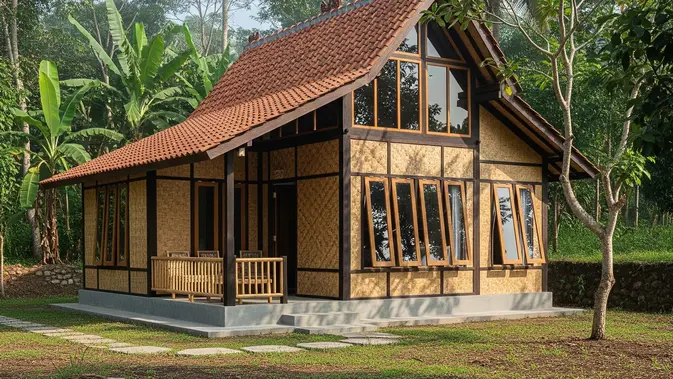 Desain Rumah Sederhana 3 Kamar di Kampung. (AI Generated)