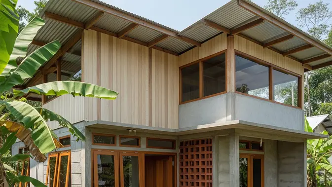 Desain Rumah Sederhana 3 Kamar di Kampung. (AI Generated)