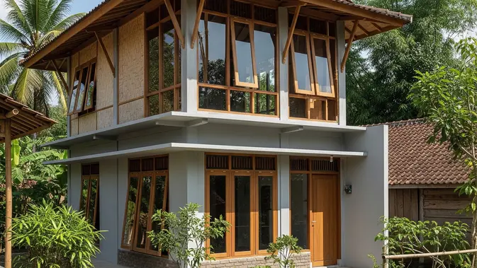 Desain Rumah Sederhana 3 Kamar di Kampung. (AI Generated)
