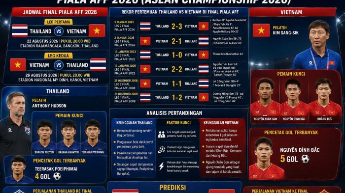 FINAL PIALA AFF 2026 -- Prediksi Juara Thailand Vs Vietnam di Final Piala AFF 2026 Leg 1 dan Leg 2.