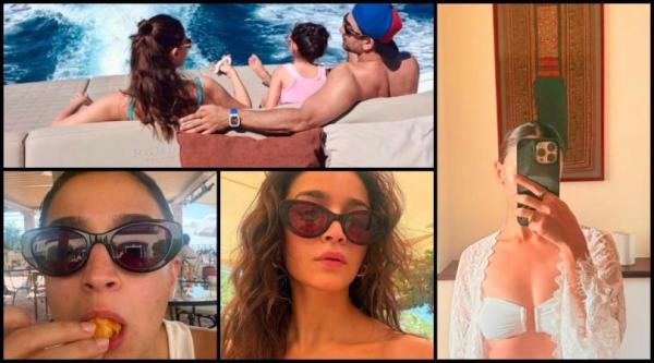 Ranbir Kapoor poses shirtless, holds Alia Bhatt and Raha close as trio enjoy serene family getaway (Pics)