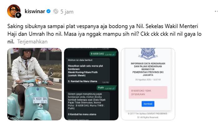 postingan Kiswinar ke Dahnil Anzar
