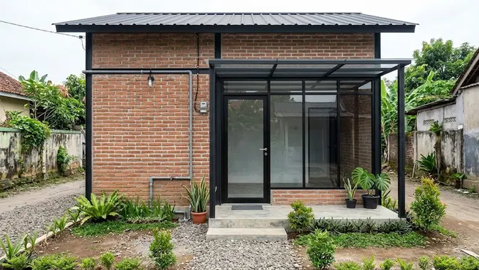 Rumah Industrial Ekspos, Model Rumah 30 Juta Hemat Finishing. (Gambar: AI Generated)