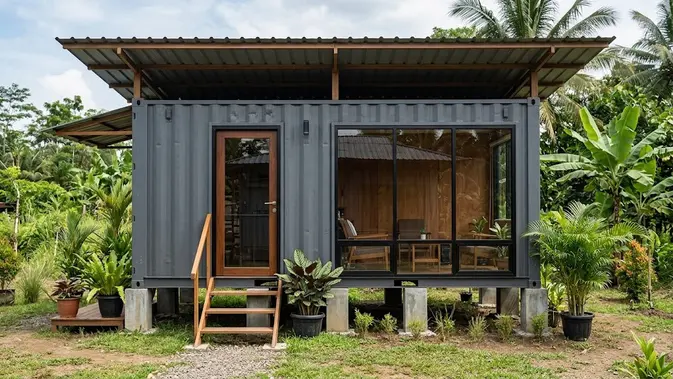 Rumah Kontainer Mini, Desain Rumah dengan Biaya 30 Juta Anti-Mainstream. (Gambar: AI Generated)