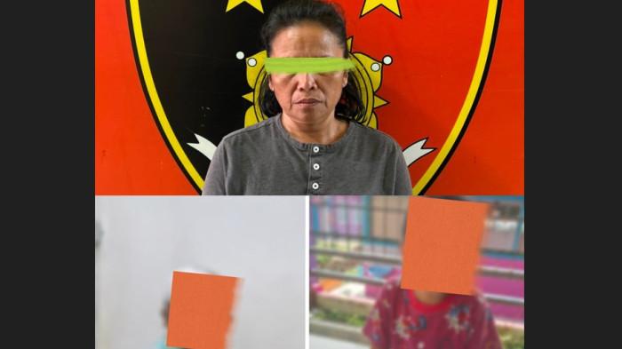 ANAK DISIKSA - Tampang RS (52), wanita penyiksa anak yang sempat viral di Kecamatan Sidikalang, Kabupaten Dairi, Sumatera Utara, Sabtu (22/8/2026). Polisi telah menangkap, dan menetapkan status tersangka.