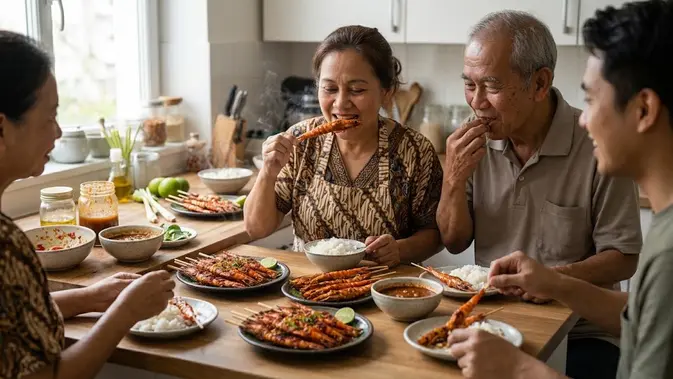 Membuat Udang Bakar Bumbu Rujak. [AI Generated]