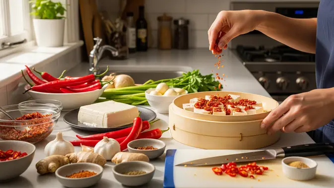 Resep Tahu Kukus Bumbu Pedas (AI Generated)