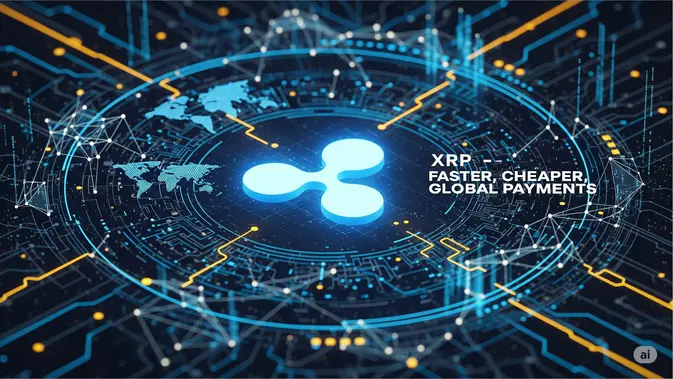 Ilustrasi aset kripto XRP. (Gambar by AI)