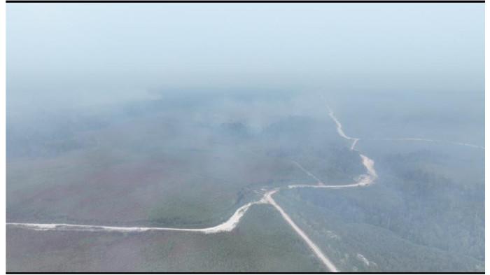 KABUT ASAP - Penamapakan kabut asap akibat kebakaran hutan dan lahan di Kabupaten Bulungan, Kalimantan Utara, Minggu (23/8/2026).