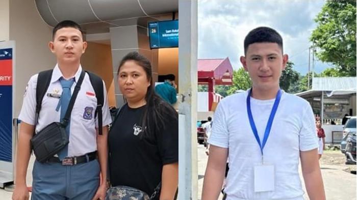 PASKIBRAKA NASIONAL - Kolase foto Ibu Gabriel Kamasi saat mengantar Gabriel untuk ikut seleksi Paskibraka Nasional tahun 2026 di Bandara Sam Ratulangi Manado.