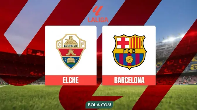 Ilustrasi Elche Vs Barcelona Ilustrasi Elche Vs Barcelona, La Liga, Liga Spanyol. (Bola.com/AI)