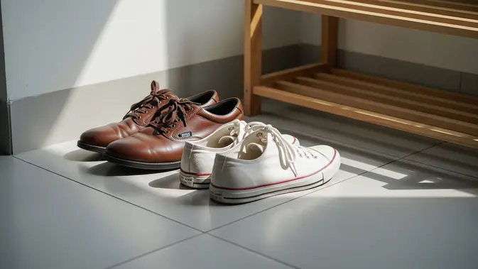 Jangan Pernah Menyimpan Sepatu dalam Kondisi Lembap/Trik Menyimpan Sepatu di Rak Sempit agar Tidak Cepat Berjamur (Sumber: gemini.com)