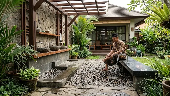 Model Tempat Wudhu yang Sekaligus Bisa Dipakai untuk Cuci Kaki/AI Generated