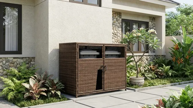 Bilik Pagar Anyaman Rotan Sintetis Outdoor. Foto: AI Generated