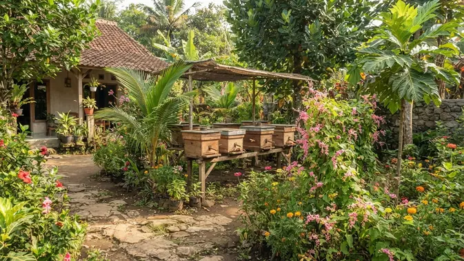 Penyediaan Vegetasi dan Sumber Pakan Alami di Sekitar Rumah. Foto: AI Generated
