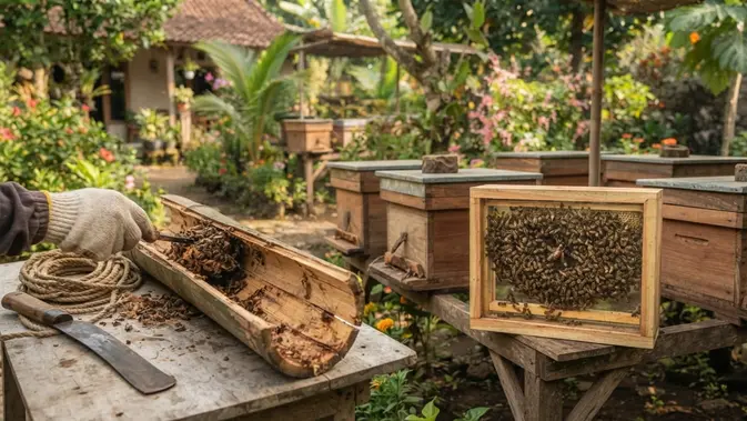 Pengadaan Koloni Lebah Klanceng Berkualitas. Foto: AI Generated