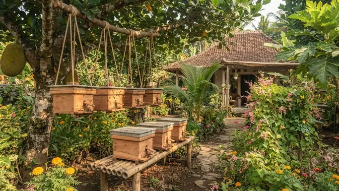 Penataan Posisi dan Penggembalaan Koloni di Pekarangan. Foto: AI Generated